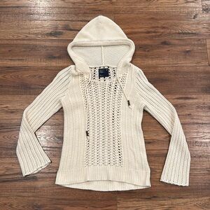 American Eagle Outfitters Cream Hooded Sweater